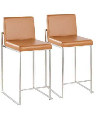 Lumisource Grand View Set Of 2 Fuji High Back 26in Fixed-height Barstools In Multi