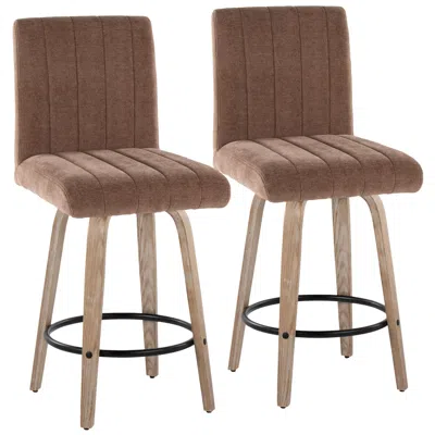 Lumisource Hank Counter Stool Whitewashed Wood Brown Fabric By  Pair