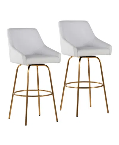 Lumisource Hannah Upholstered Swivel Counter Stool, Set Of 2 In White