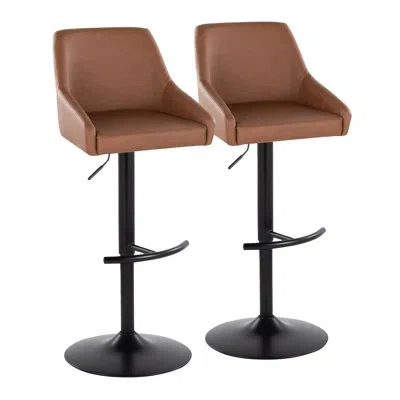Lumisource Harper Adjustable Barstool With Rounded T Footrest In Brown