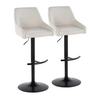 Lumisource Harper Adjustable Barstool With Rounded T Footrest In Cream
