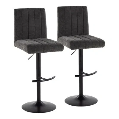 Lumisource Harrison Adjustable Bar Stool With Rounded T Footrest (set Of 2) In Black