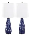 Lumisource Hex 20" Contemporary Ceramic Accent In Estate Blue Ceramic,polished Nickel,wh