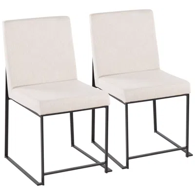 Lumisource High Back Fuji Dining Chair Black Steel Beige Fabric By  Pair