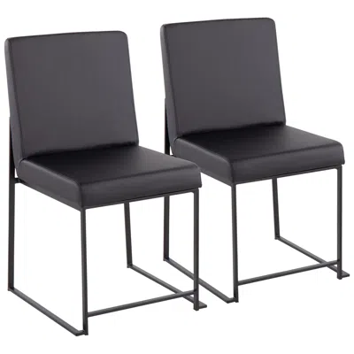 Lumisource High Back Fuji Dining Chair In Black Steel And Black Pu By  Pair