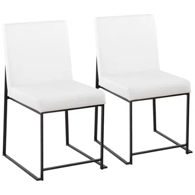Lumisource High Back Fuji Dining Chair In Black Steel And White Pu By  Pair