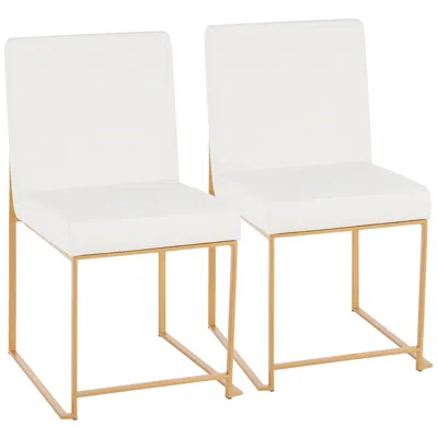 Lumisource High Back Fuji Dining Chair In Gold And White Pu By  Pair