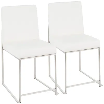 Lumisource High Back Fuji Dining Chair Stainless Steel White Pu By  Pair