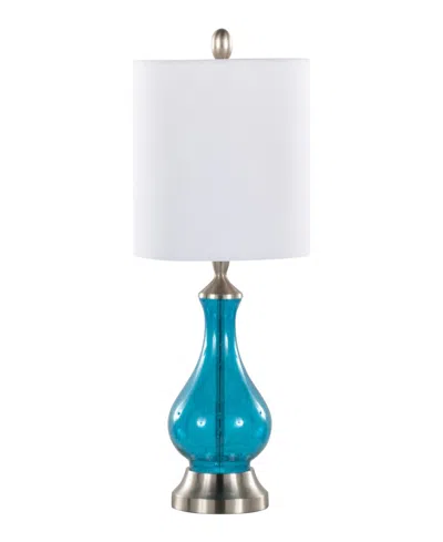 Lumisource Jasmine 22" Contemporary Glass Accent In Clear Sapphire Blue Seeded Glass,brushe