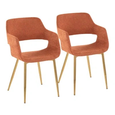 Lumisource Lake Polyester Blend Dining Chair With Metal Legs (set Of 2) In Orange,gold