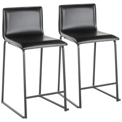 Lumisource Mara 24 1/2" Black Faux Leather Counter Stools Set Of 2