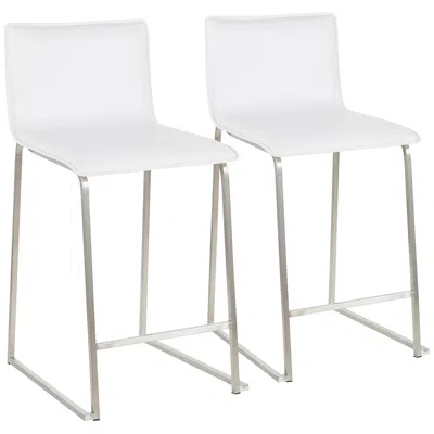Lumisource Mara 24 1/2" White And Steel Counter Stools Set Of 2