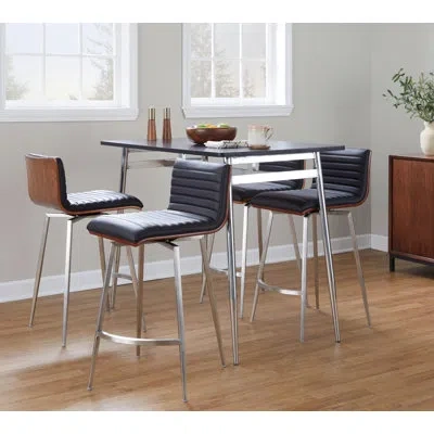 Lumisource Marcel-mason Swivel Counter Height Dining Set - 5 Piece In Chrome,black