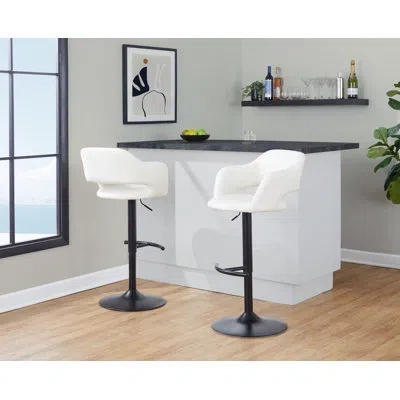 Lumisource Margarite Adjustable Barstool - Set Of 2 In Cream