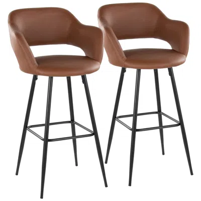 Lumisource Margarite Barstool In Brown Faux Leather By  Pair