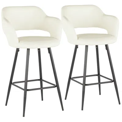 Lumisource Margarite Counter Stool In Cream Faux Leather By  Pair