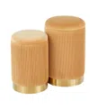 Lumisource Marla Contemporary Nesting Pleated Ottoman Set In Metal And Velvet By  In Gold Metal,orange Velvet
