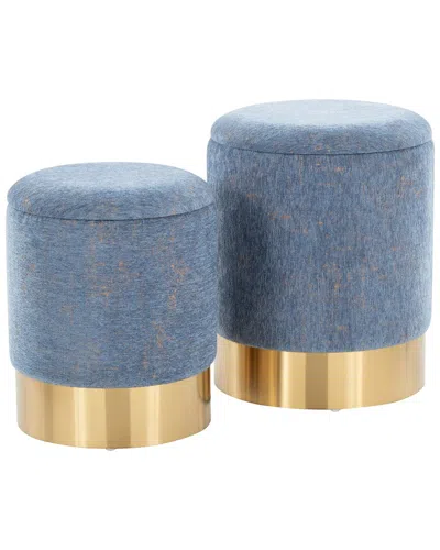 Lumisource Marla Nesting Ottoman Set In Blue