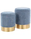 Lumisource Marla Nesting Ottoman Set In Blue