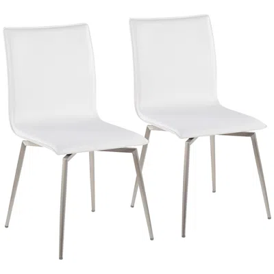 Lumisource Mason White Faux Leather Swivel Dining Chairs Set Of 2