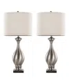 Lumisource Metal Pin 28" Contemporary Table Lamp, Set Of 2 In Antique Silver
