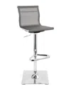 Lumisource Mirage Contemporary Adjustable Barstool With Swivel In Silver By  In Gray