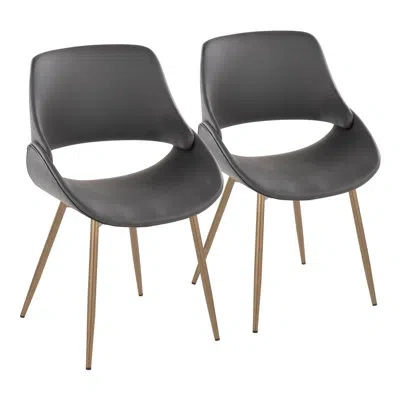 Lumisource Najrin Faux Leather Upholstered Side Chairs With Antique Copper Metal Legs In Gray Faux Leather