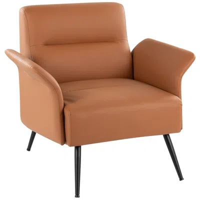 Lumisource Petal Accent Chair In Camel Faux Leather By