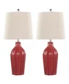 Lumisource Rockwell 24" Contemporary Ceramic In Glossy Brick Red Ceramic,polished Nicke