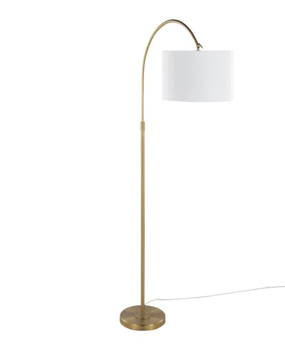 Lumisource Salon Reader 63" Contemporary Metal Floor Lamp In Gold Metal,white Linen