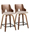 Lumisource Set Of 2 Ariana 24 Fixed-height Counter Stool In Brown