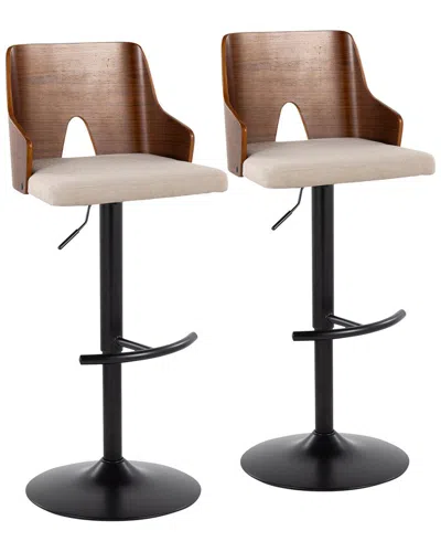 Lumisource Set Of 2 Ariana Adjustable Barstool In Brown