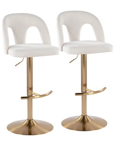 Lumisource Set Of 2 Ava Upholstered Adjustable Barstool In Multi