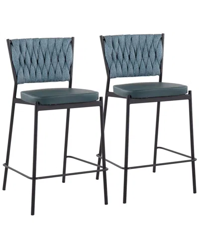 Lumisource Set Of 2 Braided Tania Counter Stools In Black