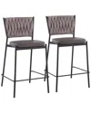 Lumisource Set Of 2 Braided Tania Counter Stools In Black