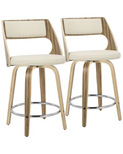 Lumisource Set Of 2 Cecina 24 Mid-century Modern Fixed-height Counter Stool In Brown