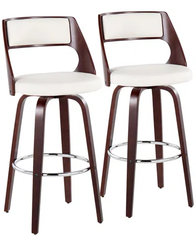 Lumisource Set Of 2 Cecina 30 Mid-century Modern Fixed-height Barstool In Brown