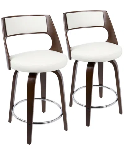 Lumisource Set Of 2 Cecina Mid-century Modern Counter Stool In Brown