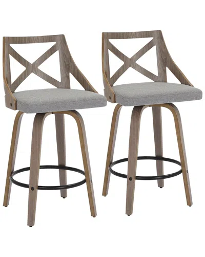 Lumisource Set Of 2 Charlotte Counter Stools In Brown