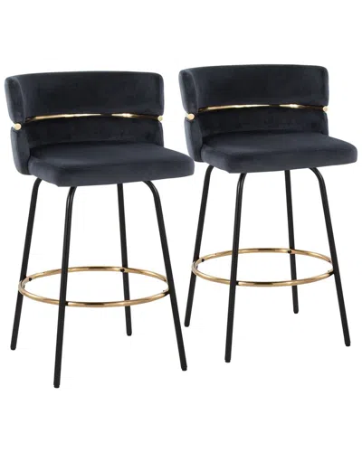Lumisource Set Of 2 Cinch Claire 26 Fixed-height Counter Stool In Black