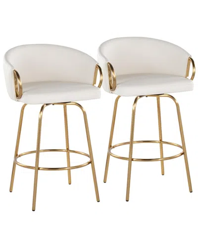 Lumisource Set Of 2 Claire 26in Contemporary/glam Fixed-height Counter Swivel  Stools With Footrest
