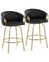 Lumisource Set Of 2 Claire 26in Contemporary/glam Fixed-height Counter Swivel  Stools With Footrest