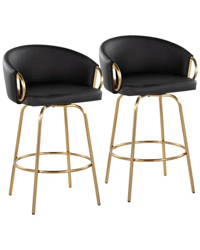LUMISOURCE LUMISOURCE SET OF 2 CLAIRE 26IN CONTEMPORARY/GLAM FIXED-HEIGHT COUNTER SWIVEL  STOOLS WITH FOOTREST