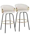 Lumisource Set Of 2 Claire 30in Contemporary/glam Fixed-height Swivel Bar  Stools With Footrest
