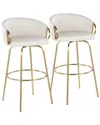 Lumisource Set Of 2 Claire 30in Contemporary/glam Fixed-height Swivel Bar  Stools With Footrest