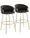 Lumisource Set Of 2 Claire 30in Contemporary/glam Fixed-height Swivel Bar  Stools With Footrest