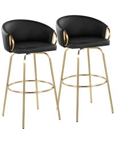 Lumisource Set Of 2 Claire 30in Contemporary/glam Fixed-height Swivel Bar  Stools With Footrest