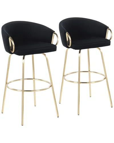 Lumisource Set Of 2 Claire 30in Fixed-height Bar Stools In Black