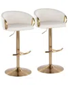 Lumisource Set Of 2 Claire Contemporary/glam Adjustable Bar Stools With  Footrest