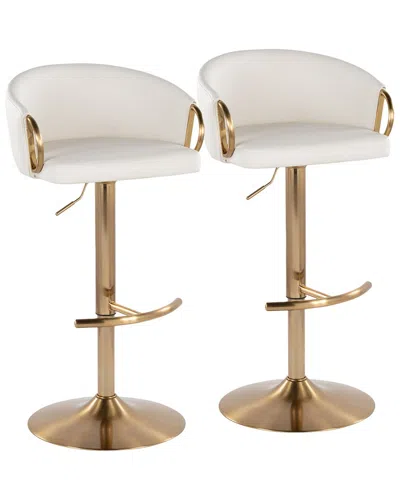 Lumisource Set Of 2 Claire Contemporary/glam Adjustable Bar Stools With  Footrest